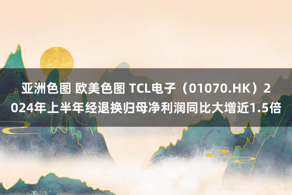 亚洲色图 欧美色图 TCL电子（01070.HK）2024年上半年经退换归母净利润同比大增近1.5倍