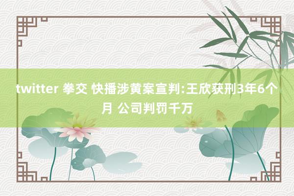 twitter 拳交 快播涉黄案宣判:王欣获刑3年6个月 公司判罚千万