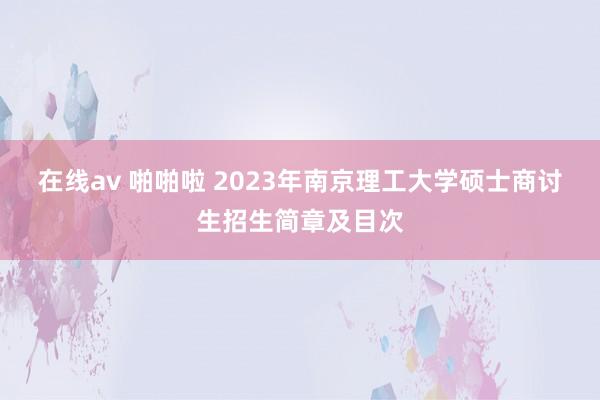 在线av 啪啪啦 2023年南京理工大学硕士商讨生招生简章及目次